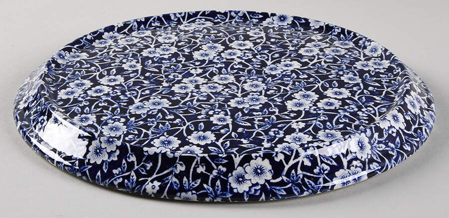 Calico Blue (Burleigh Stamp) Round Cheese Dish No Lid by Staffordshire-1