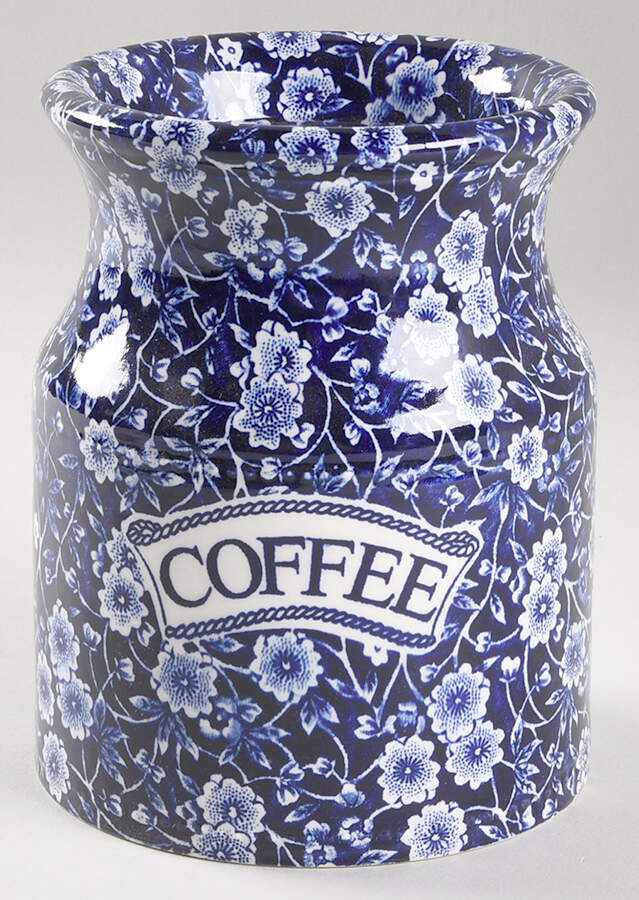 Calico Blue (Burleigh Stamp) Coffee Canister No Lid by Staffordshire-1