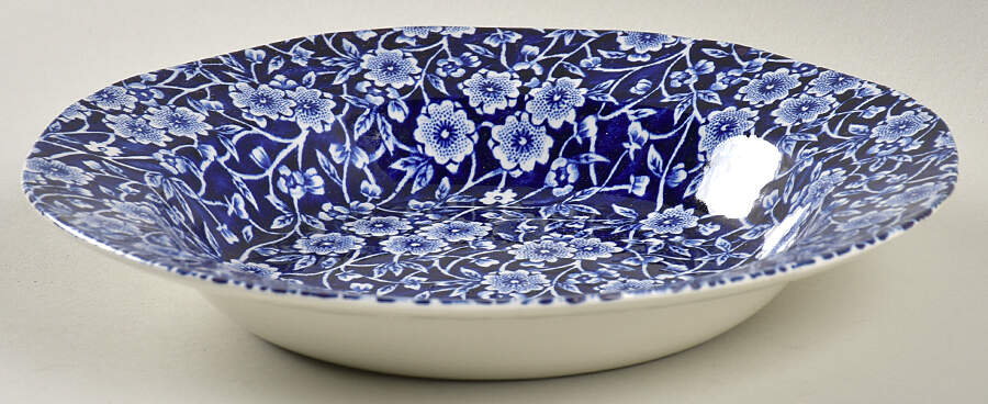 Calico Blue (Burleigh Stamp) Rim Soup Bowl by Staffordshire-1