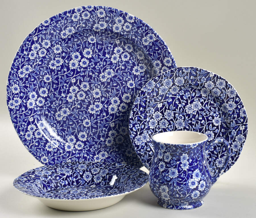 Calico Blue (Burleigh Stamp) 4 Piece Place Setting by Staffordshire-1