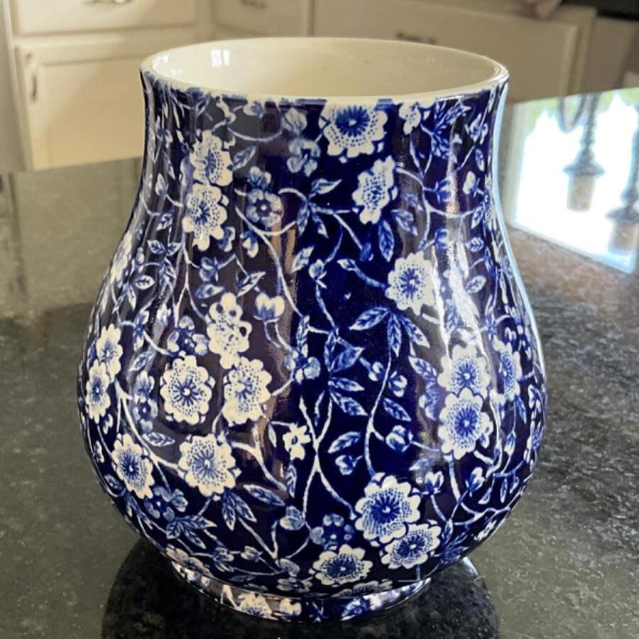 Calico Blue (Burleigh Stamp) 6" Vase by Staffordshire-1