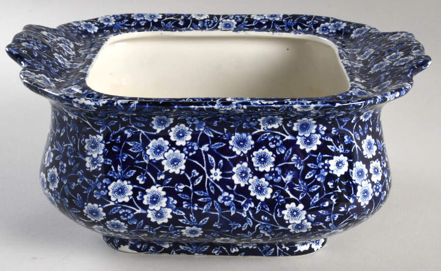 Calico Blue (Burleigh Stamp) Tureen No Lid by Staffordshire-1