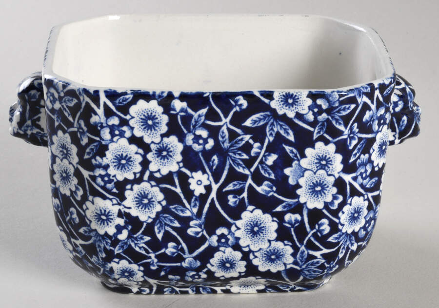 Calico Blue (Burleigh Stamp) Candy Box No Lid by Staffordshire-1