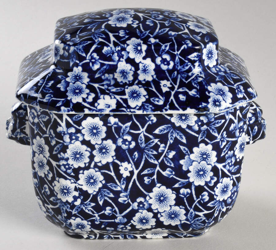 Calico Blue (Burleigh Stamp) Candy Box & Lid by Staffordshire-1