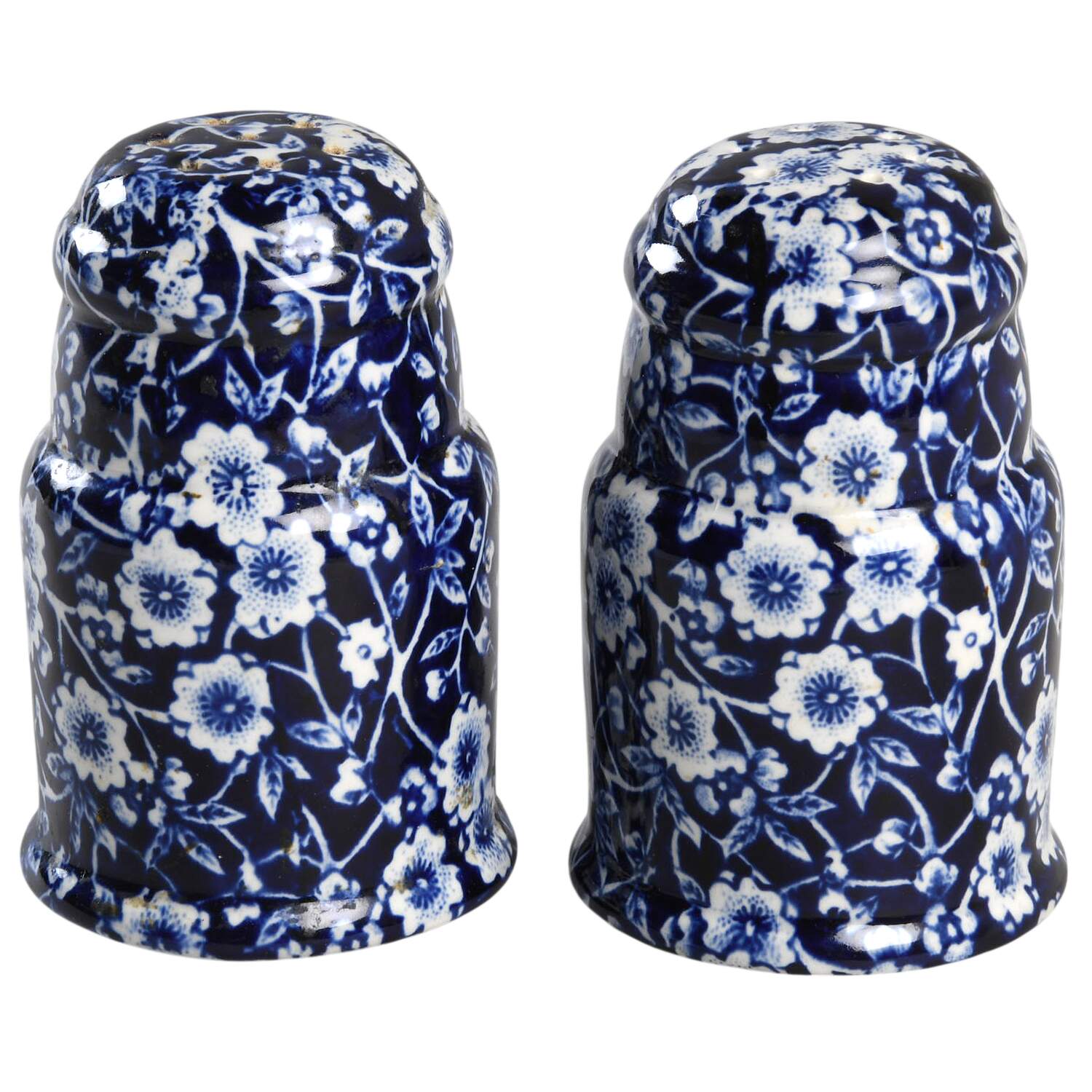 Calico Blue (Burleigh Stamp) Salt & Pepper Set by Staffordshire-1