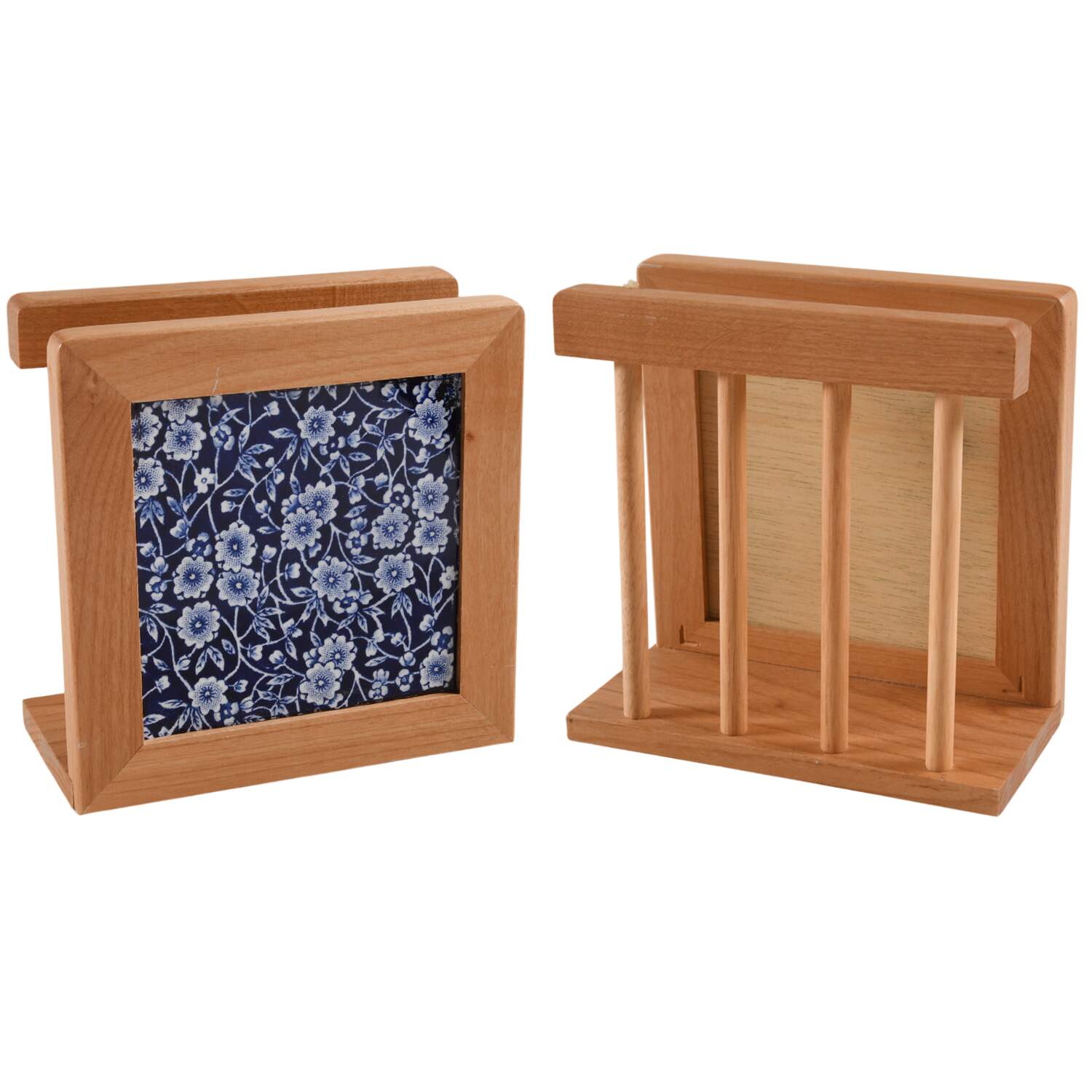 Calico Blue (Burleigh Stamp) 6 1/8" Natural Wood Napkin Holder  HC by Staffordshire-1