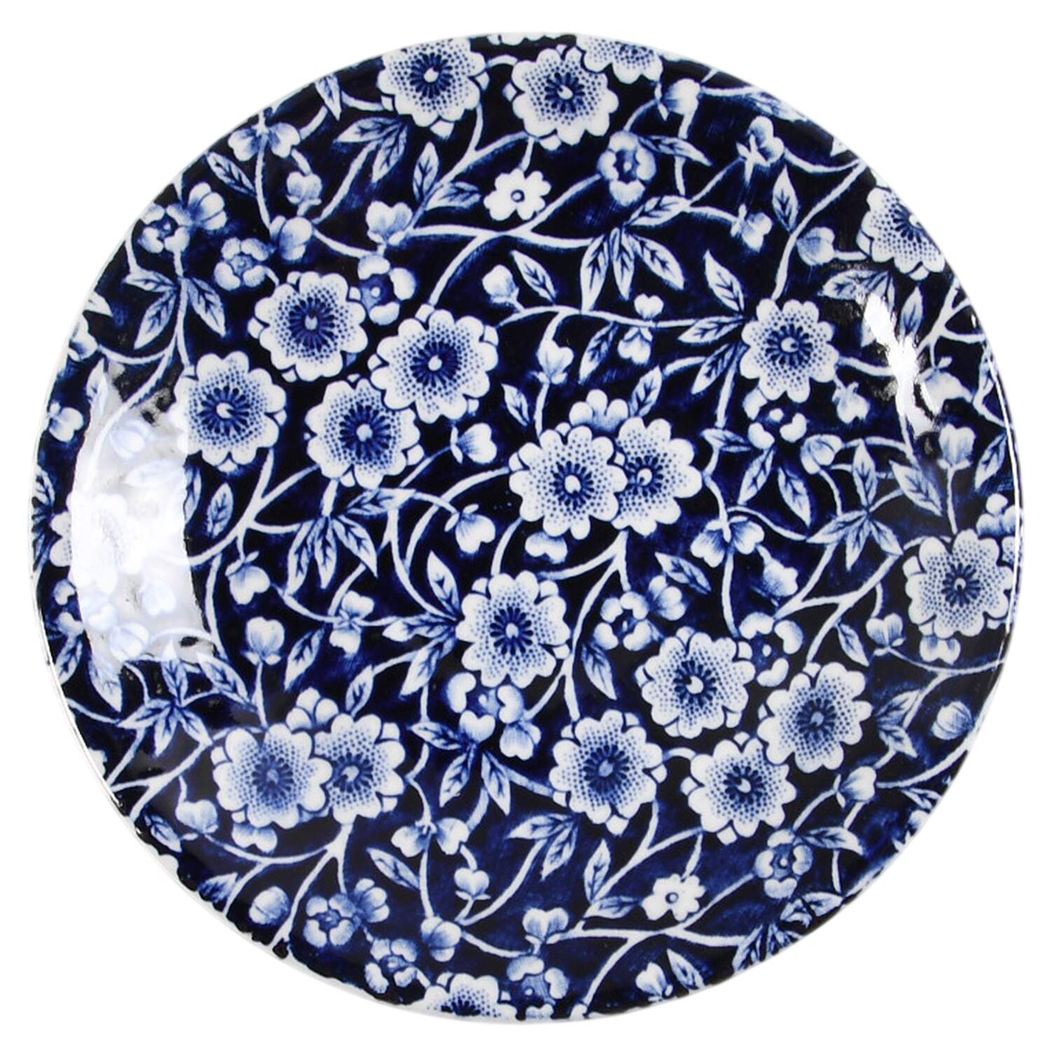 Calico Blue (Burleigh Stamp) Saucer for Flat Demitasse Cup by Staffordshire-1
