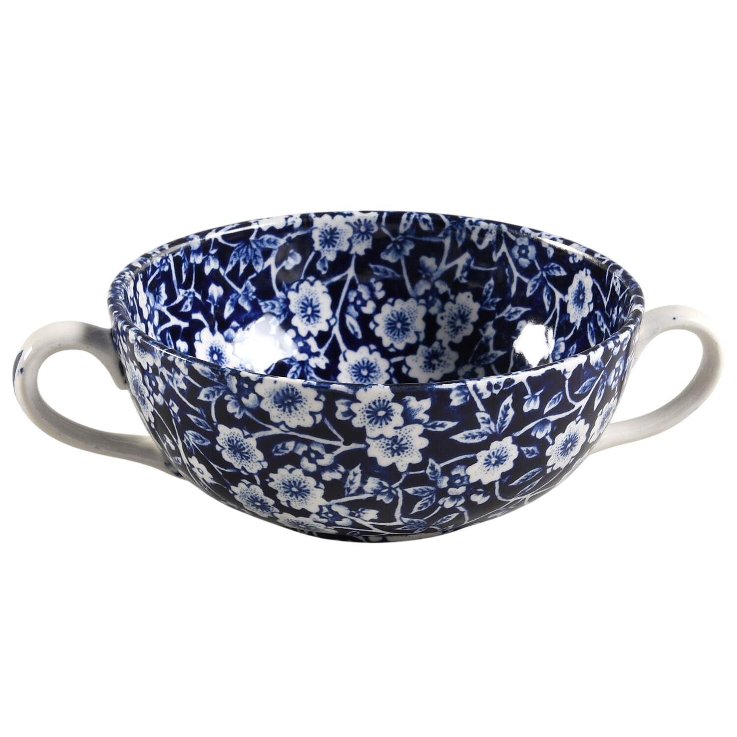 Calico Blue (Burleigh Stamp) Flat Cream Soup Bowl by Staffordshire-1