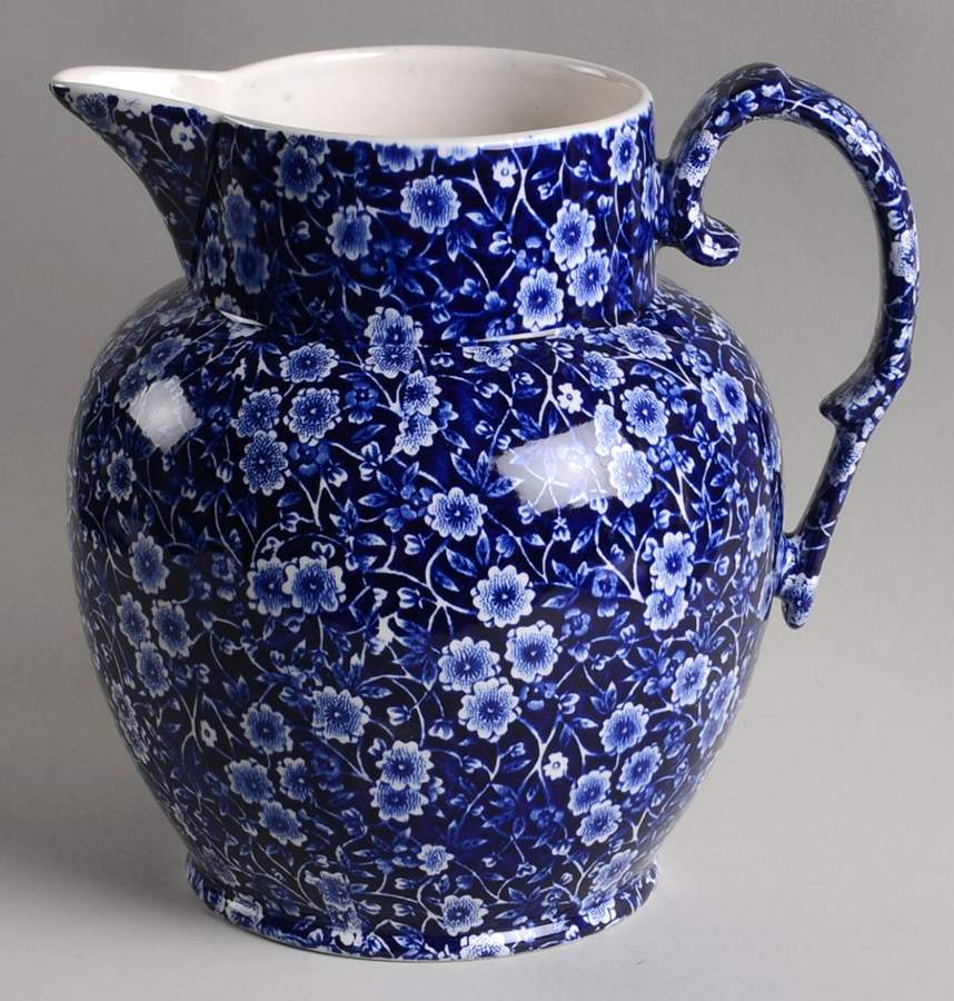 Calico Blue (Burleigh Stamp) Large Etruscan Jug by Staffordshire-1