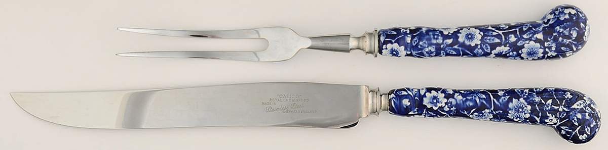 Calico Blue (Burleigh Stamp) 2-Piece Carving Set by Staffordshire-1