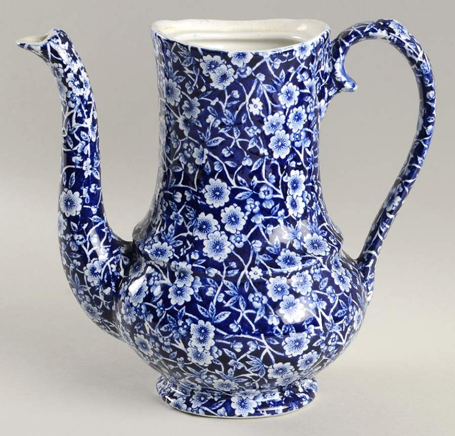 Calico Blue (Burleigh Stamp) Coffee Pot No Lid by Staffordshire-1