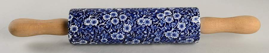 Calico Blue (Burleigh Stamp) Rolling Pin by Staffordshire-1