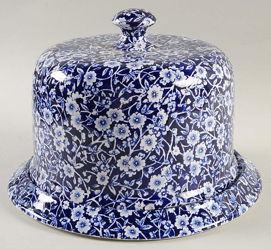 Calico Blue (Burleigh Stamp) Round Cheese Dish & Lid by Staffordshire-1