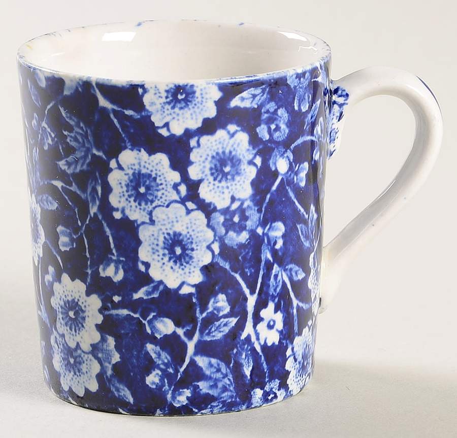 Calico Blue (Burleigh Stamp) Flat Demitasse Cup by Staffordshire-1