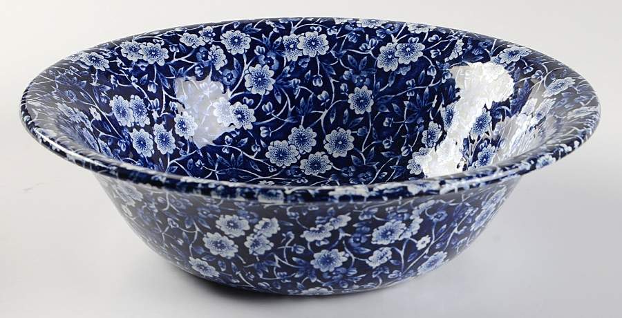 Calico Blue (Burleigh Stamp) 9" Round Vegetable Bowl by Staffordshire-1