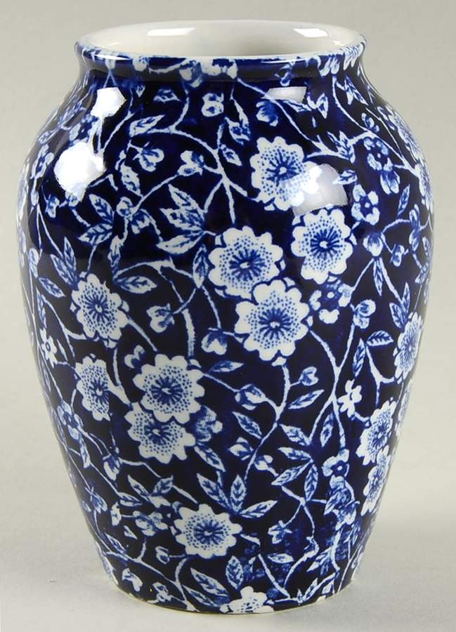 Calico Blue (Burleigh Stamp) 4" Vase by Staffordshire-1