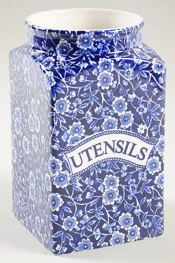 Calico Blue (Burleigh Stamp) Utensil Holder by Staffordshire-1