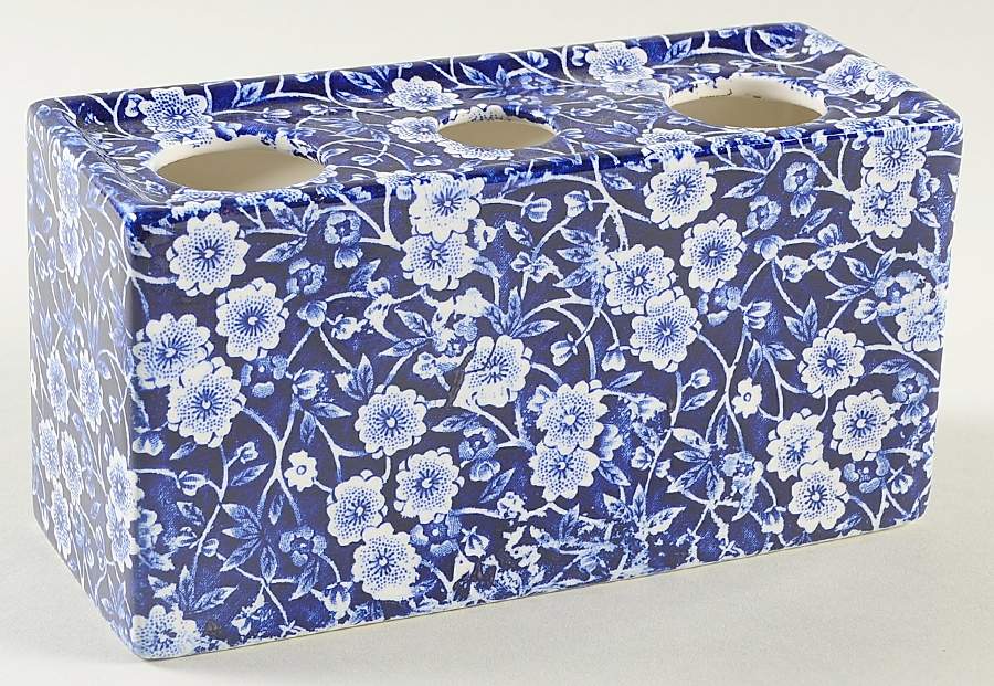 Calico Blue (Burleigh Stamp) Pierced Flower Brick by Staffordshire-1