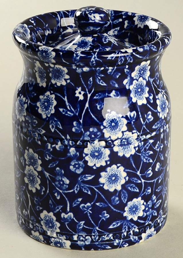 Calico Blue (Burleigh Stamp) Small Canister & Lid by Staffordshire-1