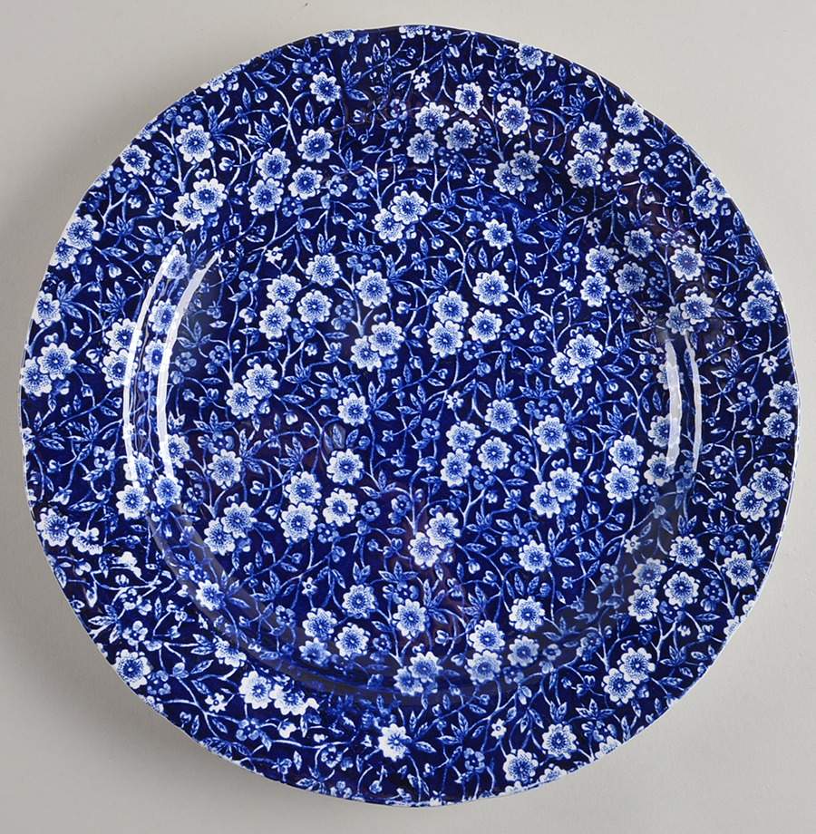 Calico Blue (Burleigh Stamp) Round Torte Plate by Staffordshire-1