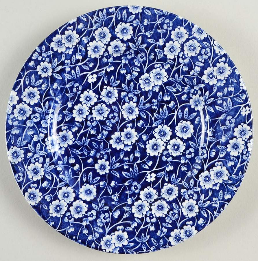 Calico Blue (Burleigh Stamp) Salad Plate by Staffordshire-1