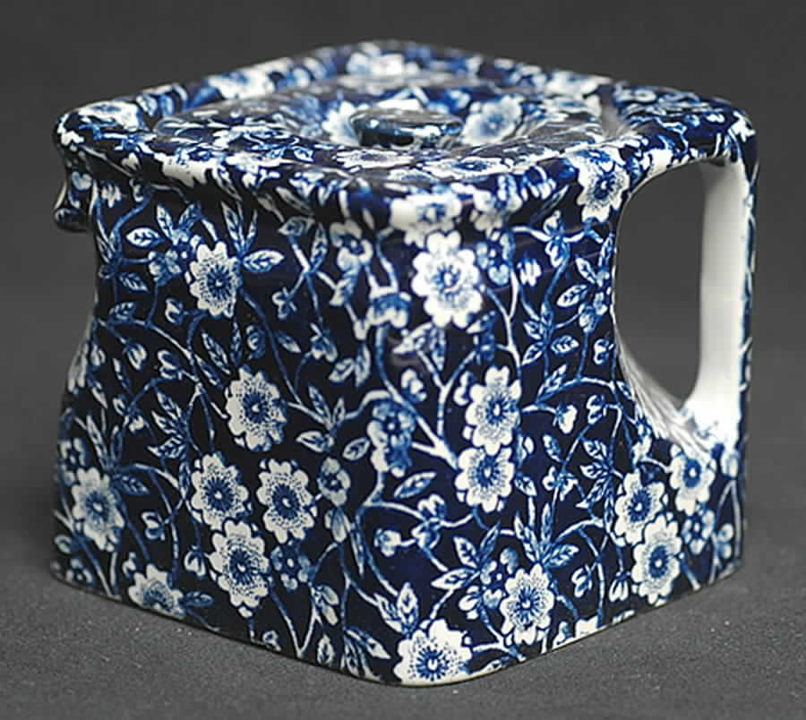 Calico Blue (Burleigh Stamp) Individual Cube Teapot & Lid by Staffordshire-1