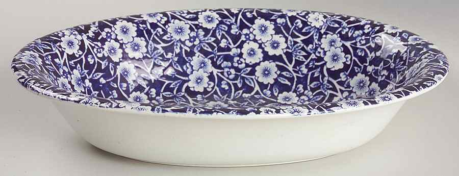 Calico Blue (Burleigh Stamp) 9" Oval Vegetable Bowl by Staffordshire-1
