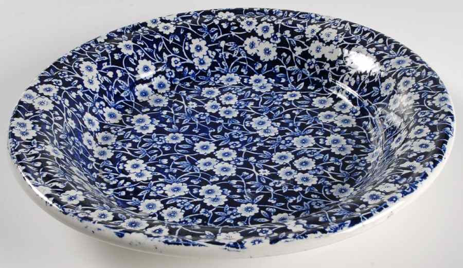 Calico Blue (Burleigh Stamp) Pie Serving Plate by Staffordshire-1