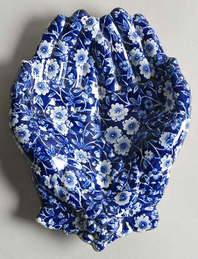 Calico Blue (Burleigh Stamp) Praying Hands by Staffordshire-1