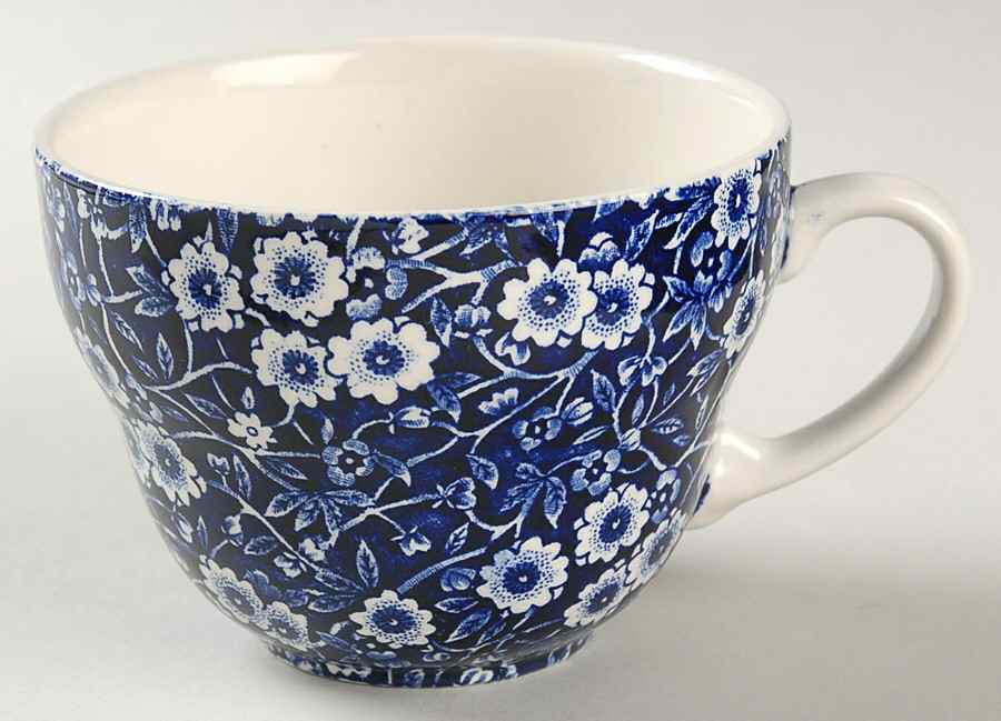 Calico Blue (Burleigh Stamp) Breakfast Cup by Staffordshire-1
