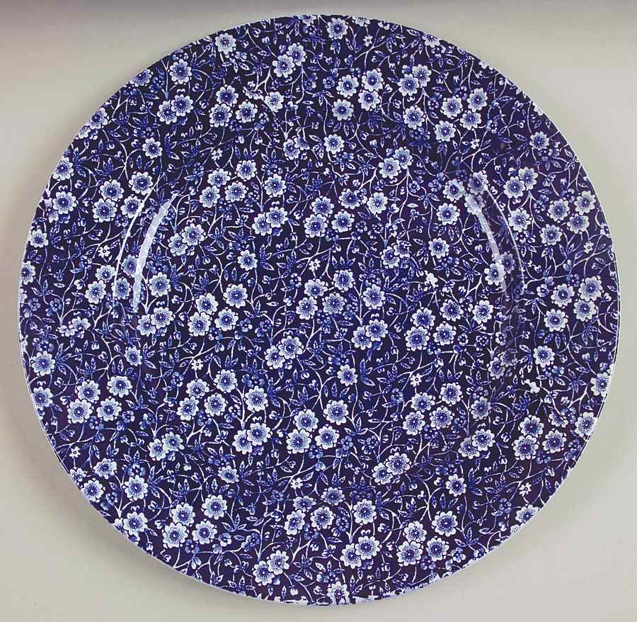Calico Blue (Burleigh Stamp) 13" Chop Plate (Round Platter) by Staffordshire-1