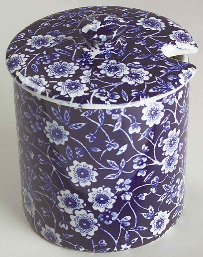 Calico Blue (Burleigh Stamp) Jam/Jelly & Lid by Staffordshire-1