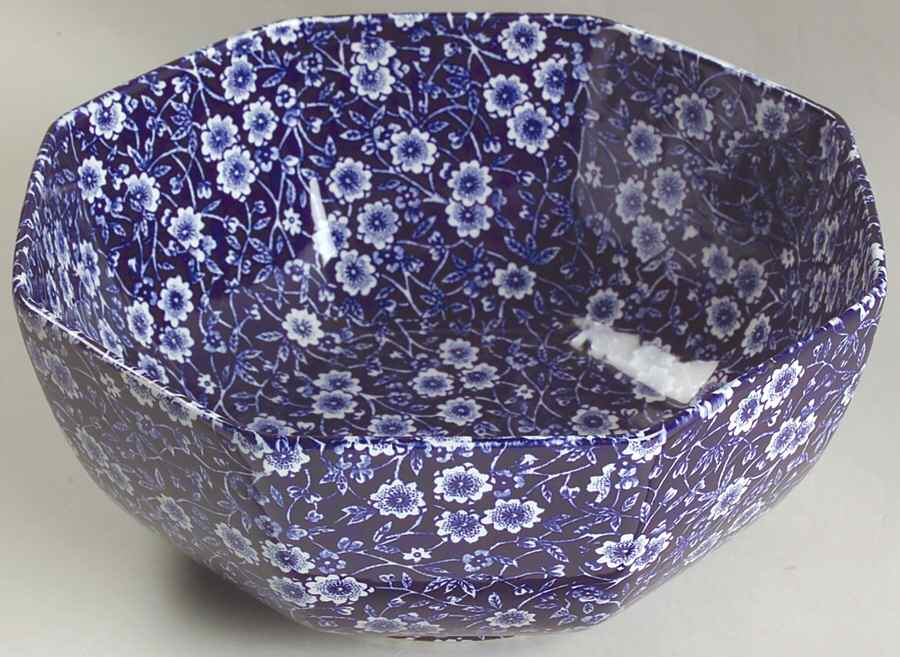 Calico Blue (Burleigh Stamp) 8" Octagonal Vegetable Bowl by Staffordshire-1