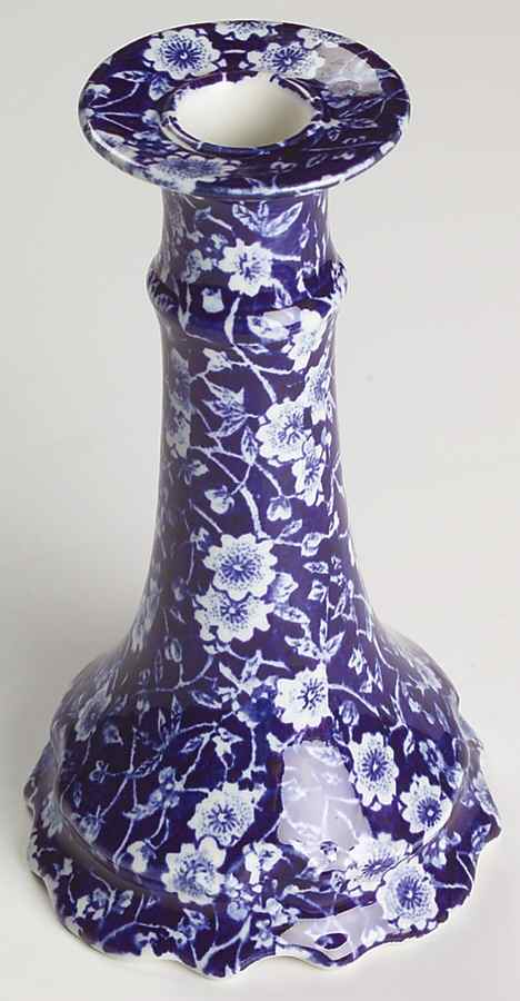 Calico Blue (Burleigh Stamp) 6" Candlestick by Staffordshire-1