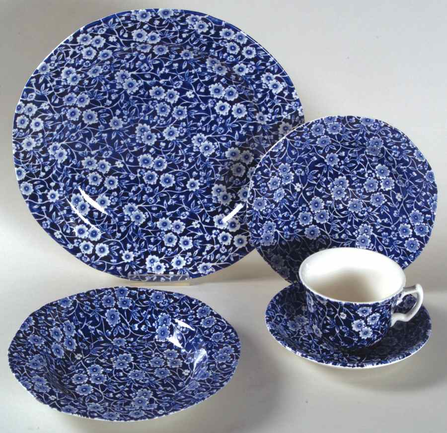 Calico Blue (Burleigh Stamp) 5 Piece Place Setting by Staffordshire-1