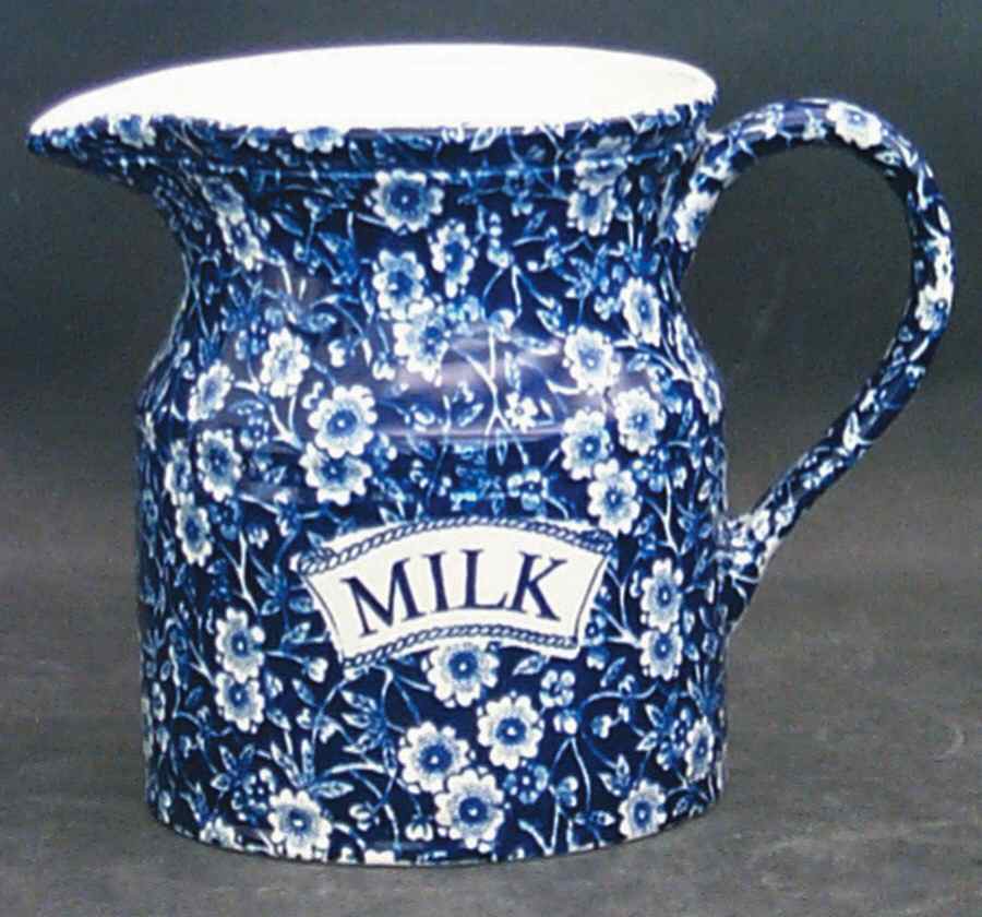 Calico Blue (Burleigh Stamp) 32 Oz Milk Jug by Staffordshire-1