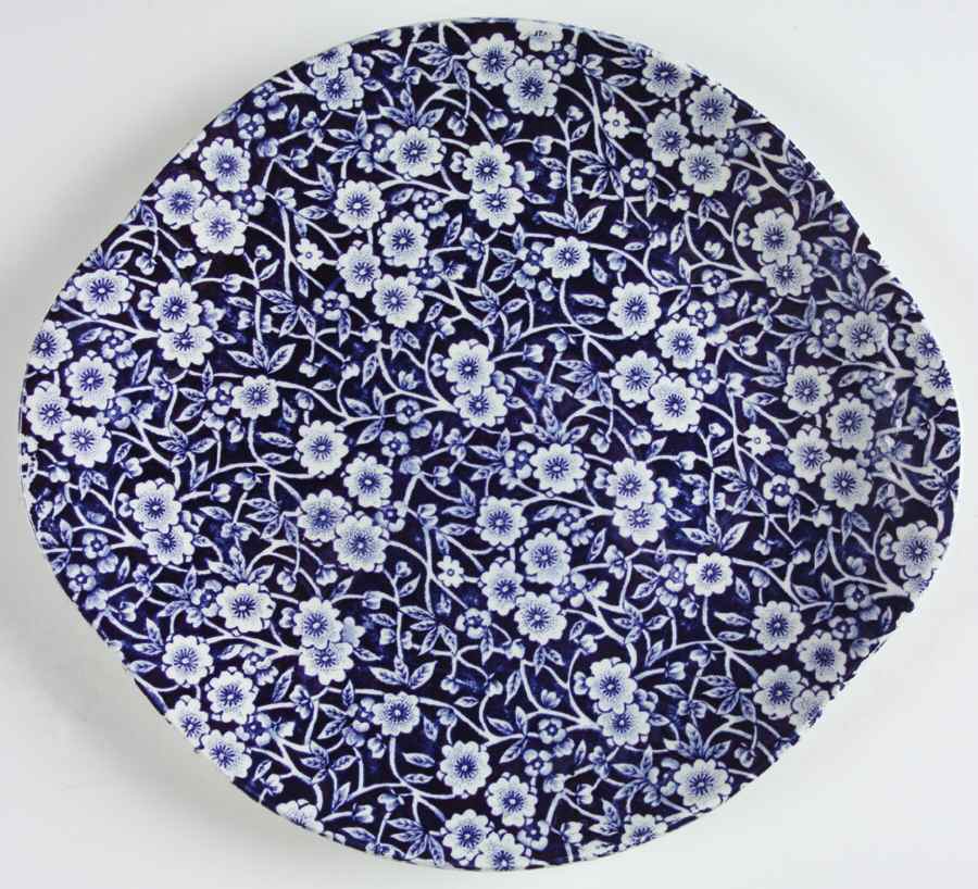 Calico Blue (Burleigh Stamp) Handled Cake Plate by Staffordshire-1