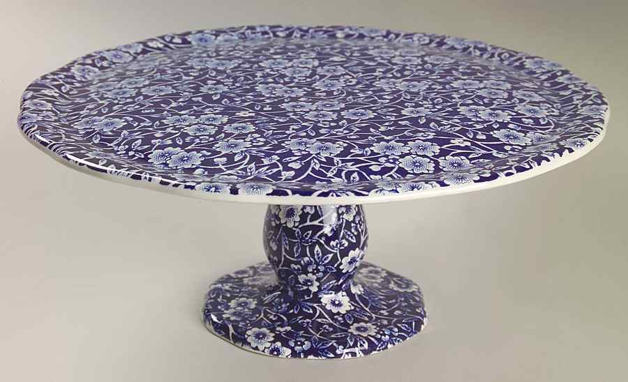 Calico Blue (Burleigh Stamp) Round Compote (Height X Width) by Staffordshire-1
