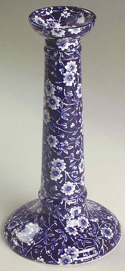 Calico Blue (Burleigh Stamp) 8" Tall Candlestick by Staffordshire-1