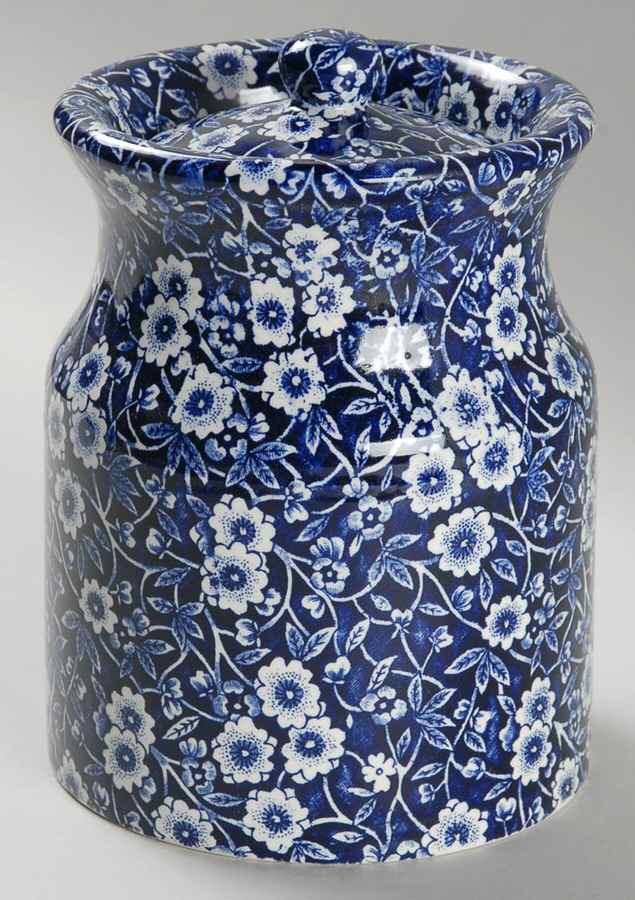 Calico Blue (Burleigh Stamp) 5" Storage Jar & Lid by Staffordshire-1