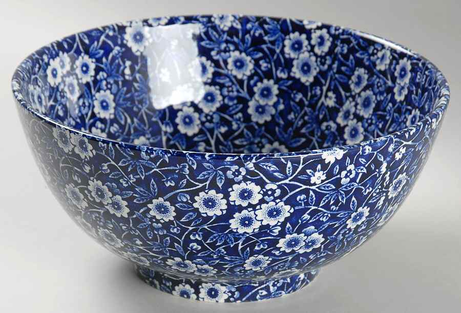 Calico Blue (Burleigh Stamp) 8" Chinese Bowl by Staffordshire-1