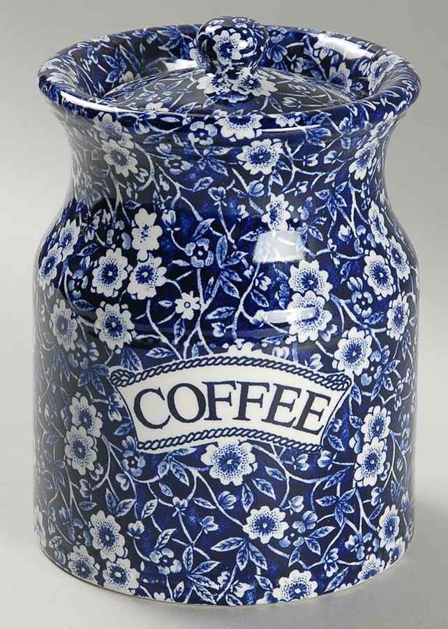 Calico Blue (Burleigh Stamp) Coffee Canister & Lid by Staffordshire-1