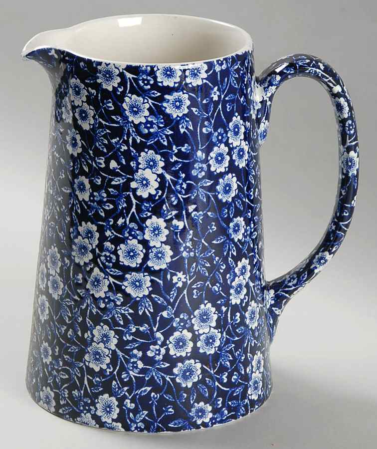Calico Blue (Burleigh Stamp) Large Tankard Jug by Staffordshire-1