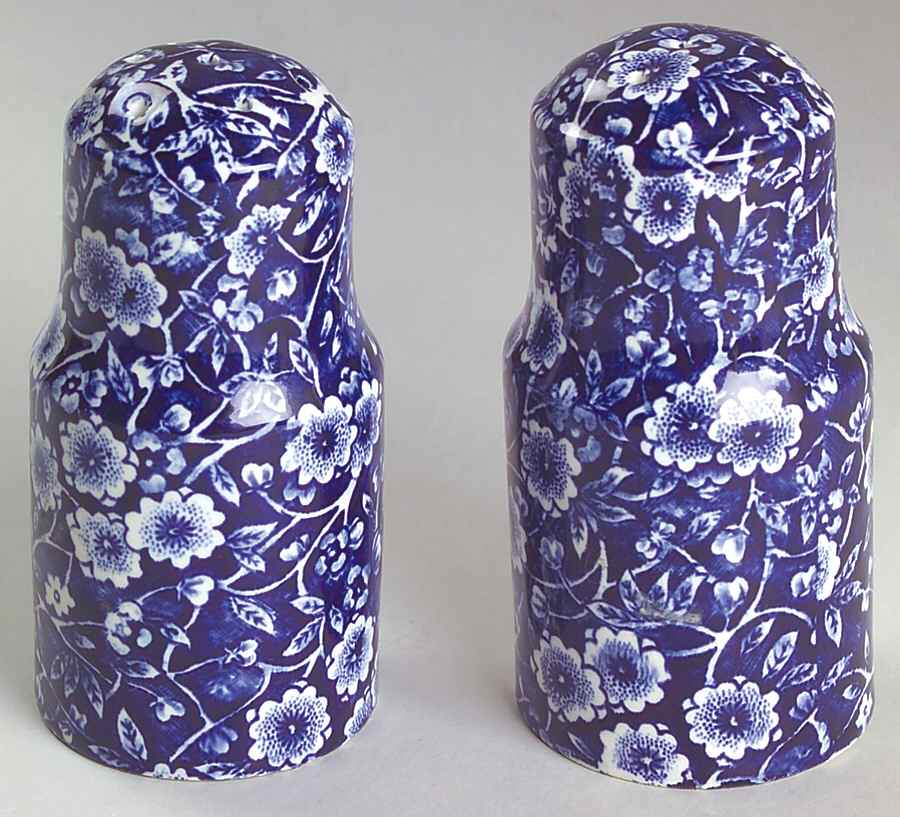 Calico Blue (Burleigh Stamp) Salt & Pepper Set by Staffordshire-1
