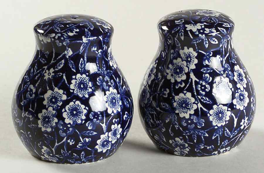 Calico Blue (Burleigh Stamp) Salt & Pepper Set by Staffordshire-1