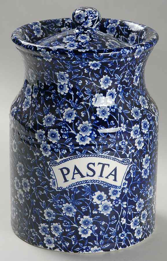 Calico Blue (Burleigh Stamp) Pasta Jar & Lid by Staffordshire-1