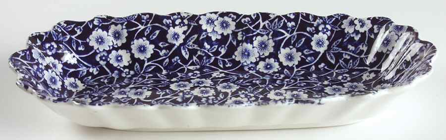 Calico Blue (Burleigh Stamp) Fluted Tray by Staffordshire-1