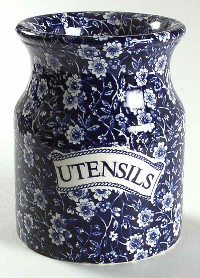Calico Blue (Burleigh Stamp) Utensil Holder by Staffordshire-1