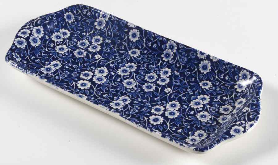 Calico Blue (Burleigh Stamp) Large Sandwich Tray by Staffordshire-1