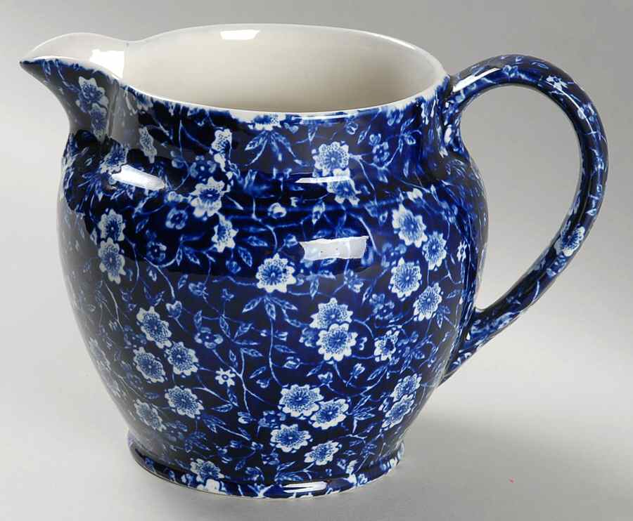 Calico Blue (Burleigh Stamp) Large Dutch Jug by Staffordshire-1